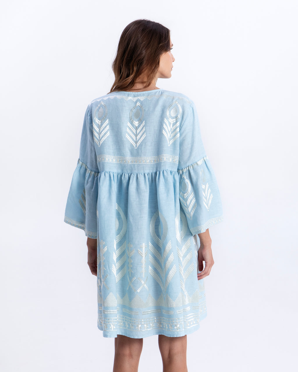 Greek lyhyt mekko kellohihoilla, taivaansininen