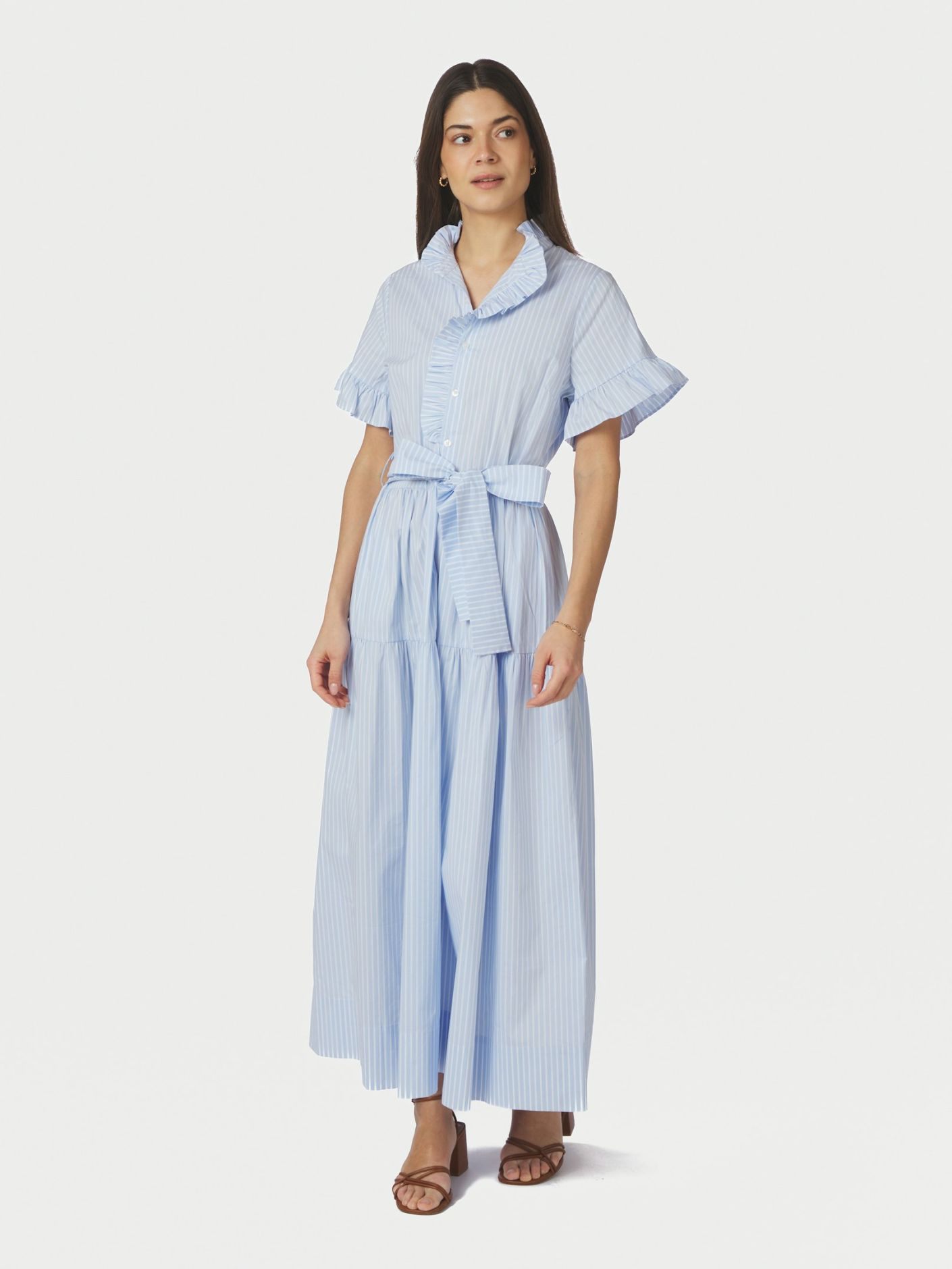 Neo Noir Nellie raidallinen mekko, vaaleansininen