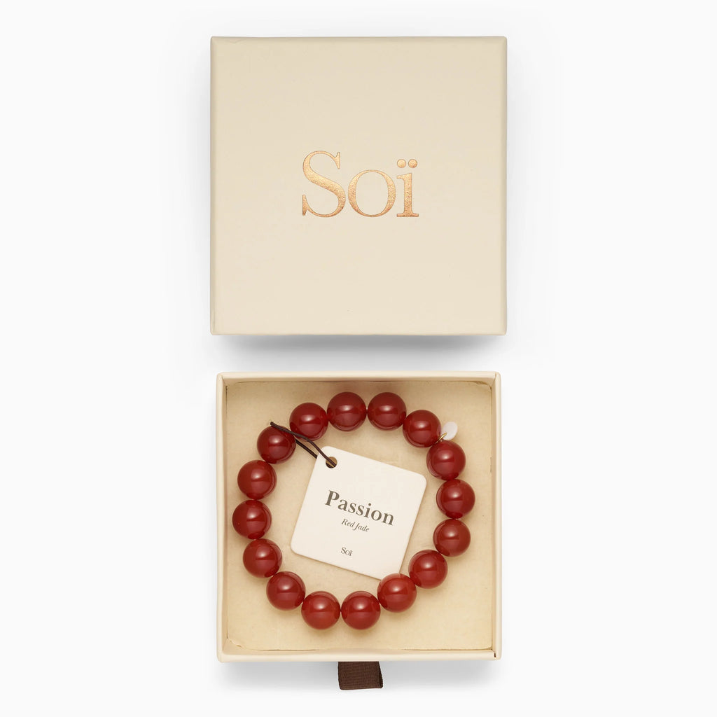 SOI Chunky Red Jade Stretch -rannekoru