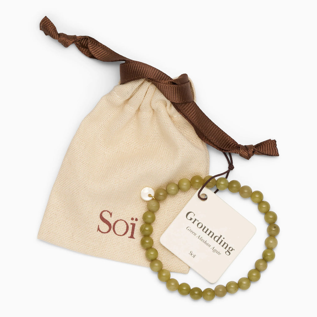 SOI Essential Green Alashan Agate Stretch -rannekoru