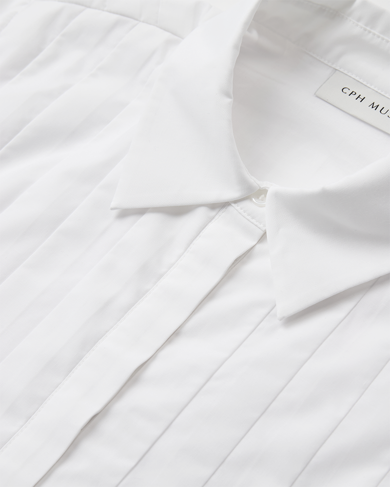 CPH MUSE PLEAT -kauluspaita, valkoinen